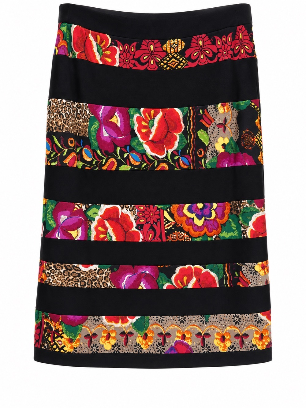Alberto Makali Patchwork Skirt Boho Floral Paisley Multicolor Black A-Line 8